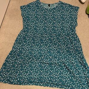 Tiered Floral Teal Dress